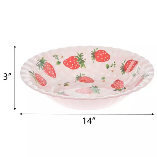 Strawberries & Flowers Serving Bowl